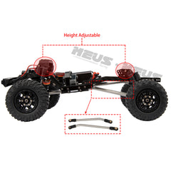 Meus Racing 1/24 Transmission Front System DIY Kits LCG Carbon Fiber Chassis Frame Bend Links Drive Shaft Magnetic Invisible Body Mount 132MM Wheelbase for SCX24 C10 Wrangler - HeliDirect
