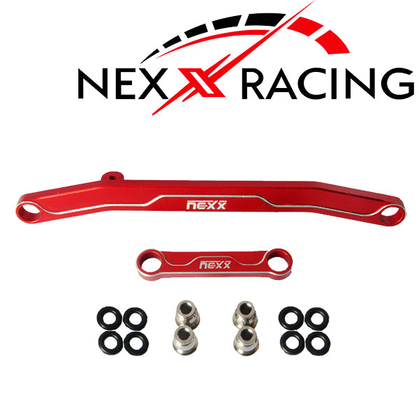 NexxRacing CNC Aluminium Steering Link Set for 1/24 RC Crawler Axial AX24 - RED - HeliDirect