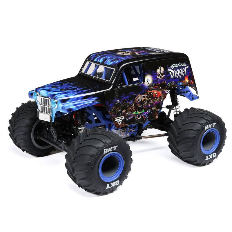 Losi 1/18 Mini LMT 4X4 Brushed Monster Truck RTR Son-Uva Digger - BLUE - HeliDirect