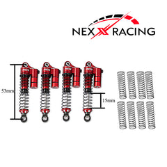 Nexx Racing 53mm Reservoir shocks (4pcs) for Redcat MT-18 - Red