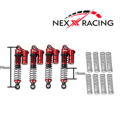 Nexx Racing 59mm Long Reservoir shocks (4pcs) for Redcat MT-18 - Red