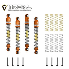 TREAL AX24 Shocks 53mm Aluminum Threaded Shock Adjustable Absorber Oil Damper compatible with 1/24 Axial AX24 XC-1 Upgrades (ORANGE) - HeliDirect