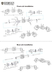 MEUS RACING Front and Rear Portal axle DIY kit Aluminum Straight axle to Portal axle kit Ground Clearance +8.1MM for 1/18 TRX4M (Aluminum Black) - HeliDirect