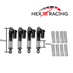 Nexx Racing 59mm Long Reservoir shocks (4pcs) for Redcat MT-18 - Black