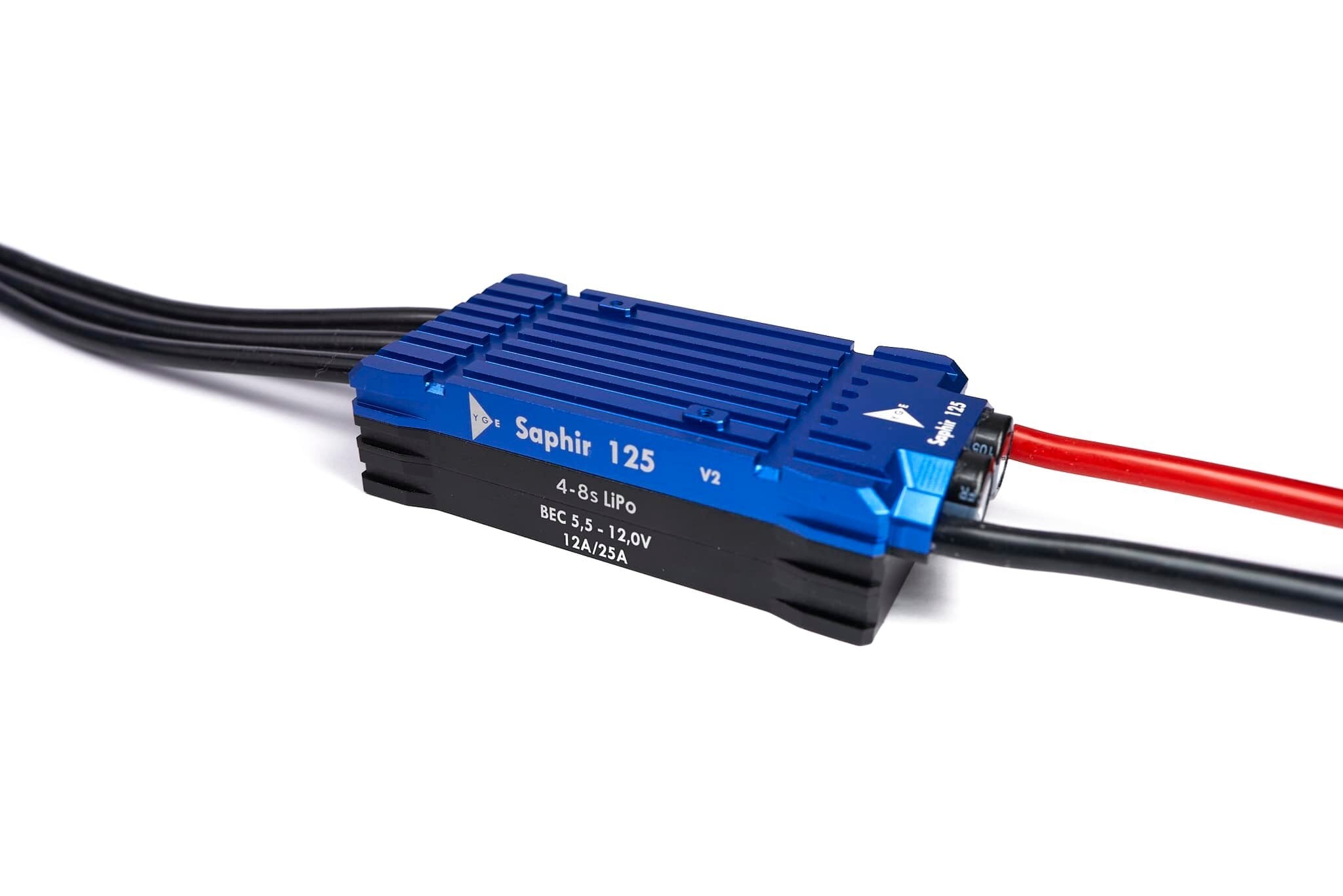 YGE Saphir 125A V2 Telemetry ESC - 5.5-12V BEC 12A / 25A - HeliDirect