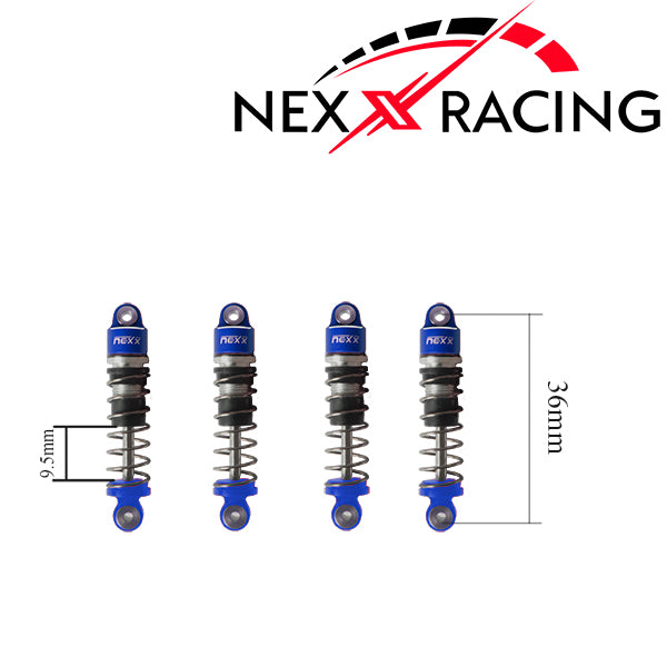 Nexx Racing Oil Shock (4 pcs) for 1/24 SCX24 - BLUE - HeliDirect