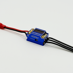 FURITEK MICROBOOST 2S LiPo 25A/50A Brushless ESC for 1/24 & 1/28 Drift/Race Cars - Sensored/Sensorless, Blue Color with LCD Display, Solderable and Wire Replaceable