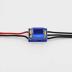 FURITEK MICROBOOST 2S LiPo 25A/50A Brushless ESC for 1/24 & 1/28 Drift/Race Cars - Sensored/Sensorless, Blue Color with LCD Display, Solderable and Wire Replaceable