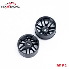 NXUSA-EVOAWD-R Nexx Racing “JUD” threaded carbon-fiber reinforced EVO AWD Flanged Rear Wheels (2) pcs for Mini-Z - R11 OFFSET +2