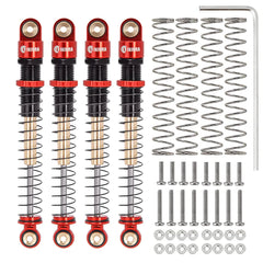 INJORA 51mm Aluminum Long Travel Threaded Double Barrel Shocks for Axial AX24 SCX24 (4pcs) - RED - HeliDirect