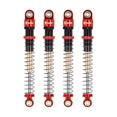 INJORA 51mm Aluminum Long Travel Threaded Double Barrel Shocks for Axial AX24 SCX24 (4pcs) - RED - HeliDirect