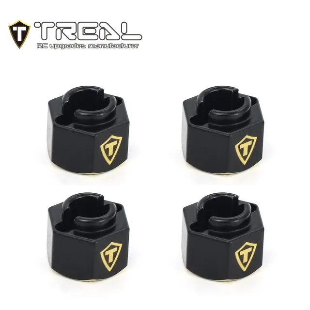 TREAL Brass Wheel Hubs 7mm*6mm Hex, 1g/pc (4pcs) for 1/18 TRX-4M Defender and Bronco (Black) - HeliDirect