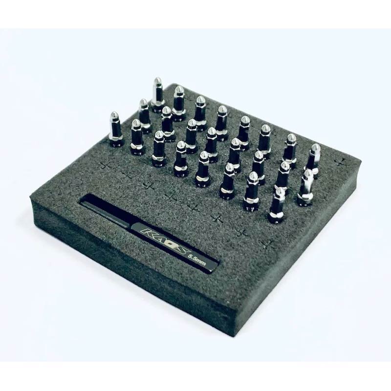 CKD0619 KAOS Bullet Wheel Lug (SILVER chrome, M2.0 studs, w/tool, 24pcs For KG1 Wheels) - HeliDirect