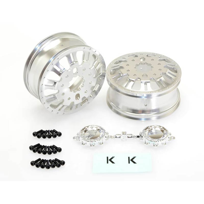CKD0652 KG1 KD004 CNC Aluminum REAR Dually Wheel (SILVER anodize, 2pcs, w/cap and decal, screws) - HeliDirect
