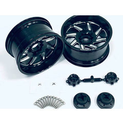 CKD0670 KG1 FORGED SPOOL KF011 BLACK CNC Aluminum Wheel (Black anodize, L/R 1pcs each, w/cap, screws, decal) - HeliDirect