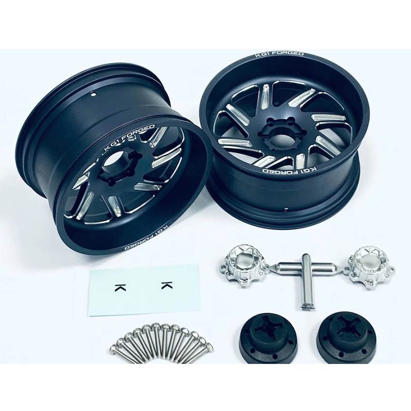 CKD0671 KG1 FORGED SPOOL KF011 CNC GUNMETAL Aluminum Wheel (GUNMETAL anodize, L/R 1 pcs each, w/cap, screws, decal) - HeliDirect