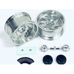 CKD0672 KG1 FORGED SPOOL KF011 CNC SILVER Aluminum Wheel (SILVER anodize, L/R 1 pcs each, w/cap, screws, decal) - HeliDirect