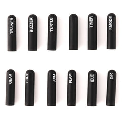 RadioMaster Labelled Silicon Switch Cover Set - Long (12pcs / Black) - HeliDirect