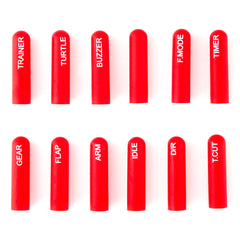 RadioMaster Labelled Silicon Switch Cover Set - Long (12pcs / Red) - HeliDirect