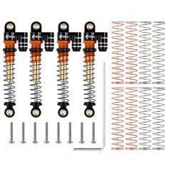 INJORA 43mm Alu Threaded Double Barrel Shocks With Fake Reservoir For Axial SCX24 - Gold - HeliDirect