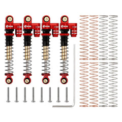INJORA 43mm Alu Threaded Double Barrel Shocks With Fake Reservoir For Axial SCX24 - Red - HeliDirect