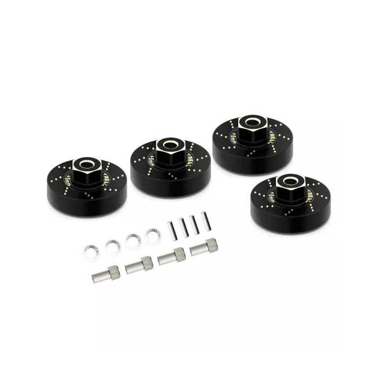 Treal Axial SCX24 Brass Extended Wheel Hubs +5mm (4pcs) - HeliDirect