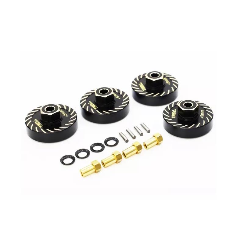 Treal Axial SCX24 Brass Extended Wheel Spacers +5mm Type B (4pcs) - HeliDirect