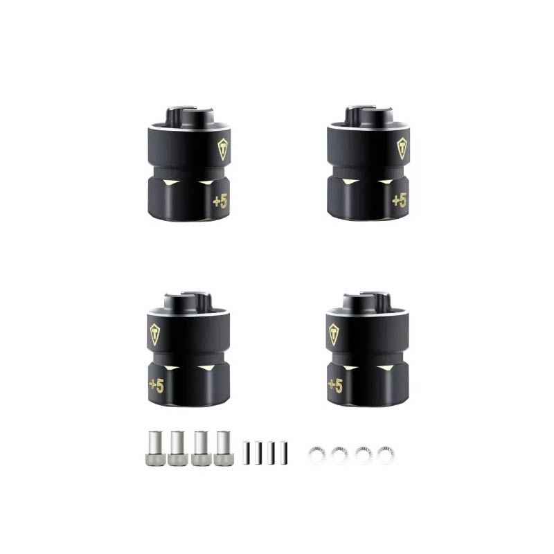 Treal Brass Extended Hex Hubs Wheel Spacers For SCX24 Upgrades +5mm - HeliDirect