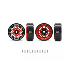 Treal 1.0'' Beadlock Wheels (4pcs) For 1/24 Micro RC SCX24 Bronco Gladiator C10 Deadbolt -Type C (Red) - HeliDirect