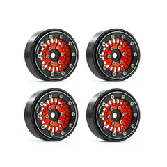Treal 1.0'' Beadlock Wheels (4pcs) For 1/24 Micro RC SCX24 Bronco Gladiator C10 Deadbolt -Type C (Red) - HeliDirect