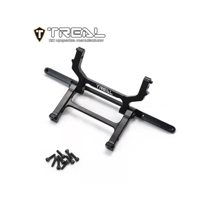 Treal Alu 7075 Rear Bumper Mount & Rear Body Post Mount For Axial SCX24 Chevrolet C10 Upgrades (Black) - HeliDirect