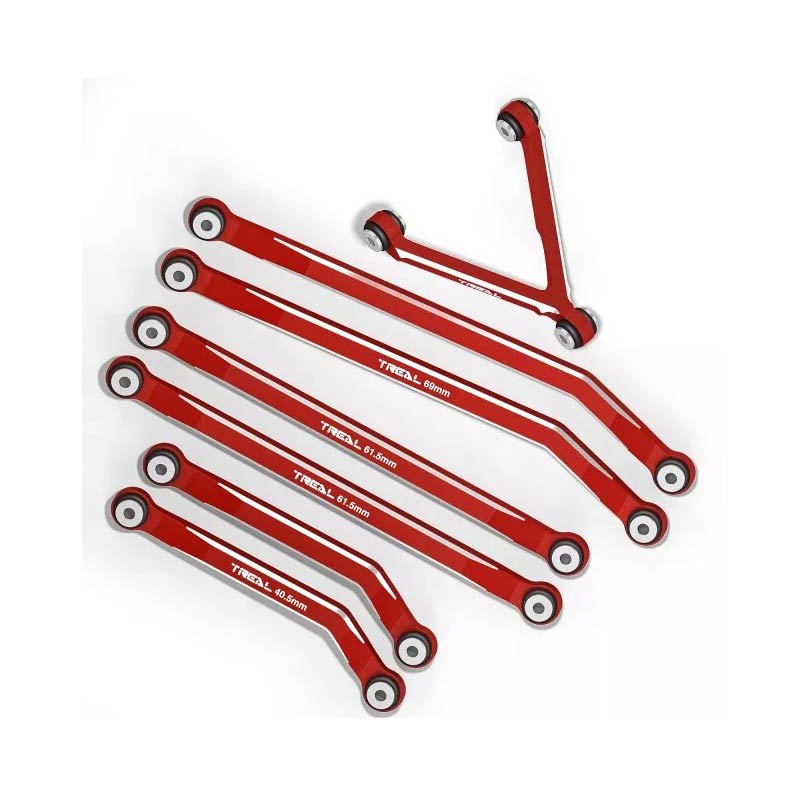 Treal Aluminum 7075 High Clearance Links Set For SCX24 Deadbolt Betty (Red) - HeliDirect