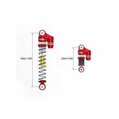 Treal 43mm Tele Shock Vibration Damper For 1/24 Axial SCX24 Bronco Gladiator C10 Deadbolt (Red) - HeliDirect
