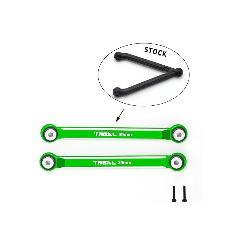 Treal Upper 2 Links 39mm Alu 7075 For Axial SCX24 C10 Bronco Gladiator 1/24 Scale Trucks (Green) - HeliDirect