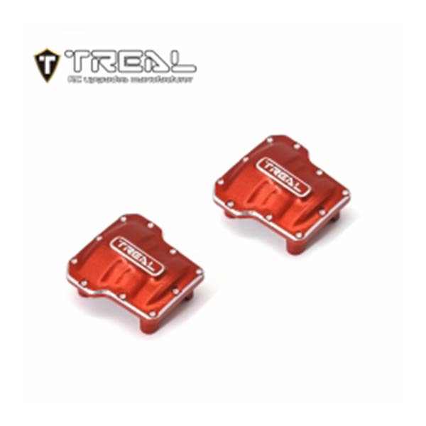 Treal Alu 7075 Axle Diff Covers CNC Machined Upgrades For 1/18 TRX-4M (Red) - HeliDirect