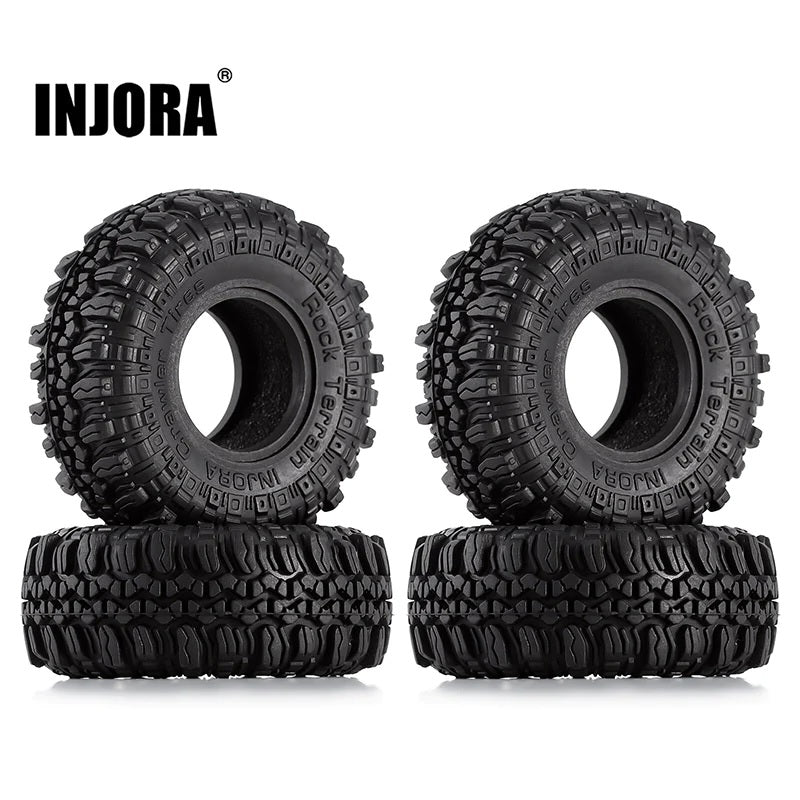 INJORA 1.0" 56*22mm Soft Rubber Rock Terrain Tires For 1/24 RC Crawlers (4) (T1005) - HeliDirect