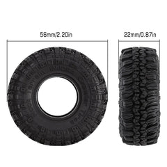 INJORA 1.0" 56*22mm Soft Rubber Rock Terrain Tires For 1/24 RC Crawlers (4) (T1005) - HeliDirect