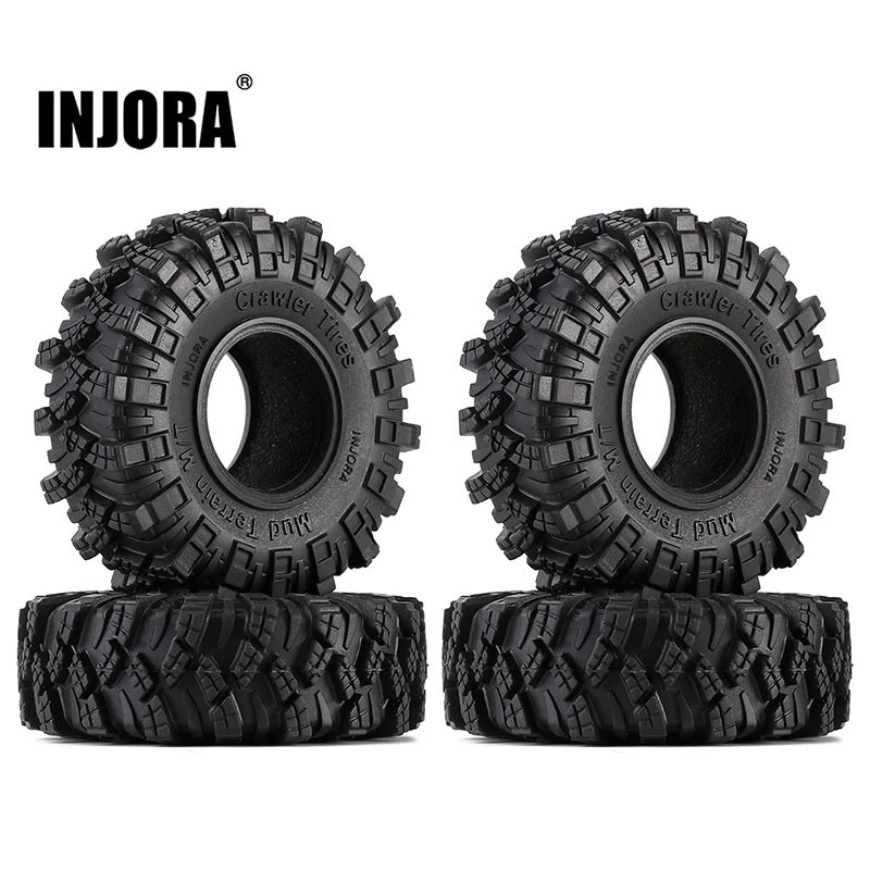 INJORA 1.0" 62*20.5mm S5 Soft Rubber Mud Terrain Tires For 1/24 RC Crawlers (4) (T1007) - HeliDirect