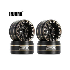 INJORA 1.0" Black Brass Beadlock Wheel Rims Deep Dish Negative Offset 3.15mm For 1/24 RC Crawlers (4) - HeliDirect
