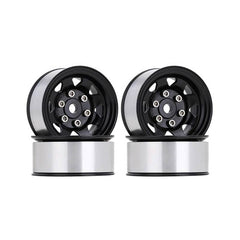 INJORA 1.55" Metal Beadlock Wheel Rims For 1/10 RC Crawler Car (Black) - HeliDirect