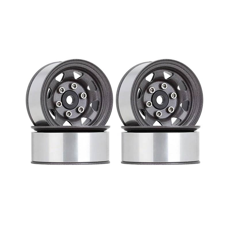 INJORA 1.55" Metal Beadlock Wheel Rims For 1/10 RC Crawler Car (Gray) - HeliDirect