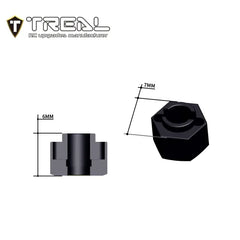 TREAL Brass Wheel Hubs 7mm*6mm Hex, 1g/pc (4pcs) for 1/18 TRX-4M Defender and Bronco (Black) - HeliDirect