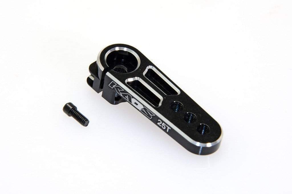 CKD0401 KAOS CNC Aluminum Servo Horn Saver (25T, black anodized) DL-Series - HeliDirect