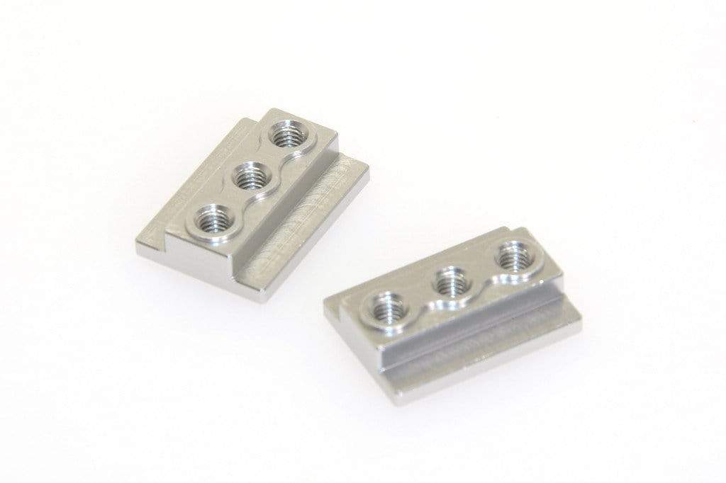 CKD0403 KAOS CNC Aluminum Chassis Rail Holding Block (silver anodized) 2pcs DL-Series - HeliDirect