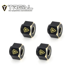 TREAL Brass Wheel Hubs 7mm*6mm Hex, 1g/pc (4pcs) for 1/18 TRX-4M Defender and Bronco (Black) - HeliDirect