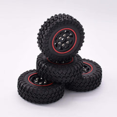 Hobby Details Axial SCX24 1.0'' Quality Mini Plastic Wheel&Tire Set 4pcs/set Dia 49mm, Width 18mm Red - HeliDirect