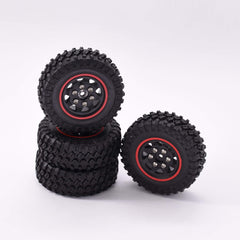Hobby Details Axial SCX24 1.0'' Quality Mini Plastic Wheel&Tire Set 4pcs/set Dia 49mm, Width 18mm Red - HeliDirect