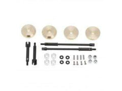 Hobby Details Axial SCX24 4mm Brass Wheel Counterweight with Widen Axles 4pcs/set - HeliDirect