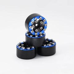 Hobby Details Axial SCX24 CNC Aluminum Screws-Style Beadlock Wheels 4pcs/set Dia 28mm, Height 14.5mm A:Blue - HeliDirect