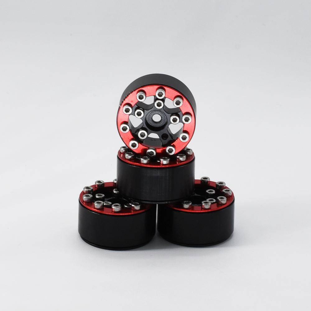 Hobby Details Axial SCX24 CNC Aluminum Screws-Style Beadlock Wheels 4pcs/set Dia 28mm, Height 14.5mm B. Red - HeliDirect